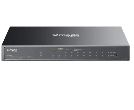 TP-LINK 8port PoE 63w 1-SFP 2-Uplink Gigabit Yönetilebilir Switch OMADA ES210GP