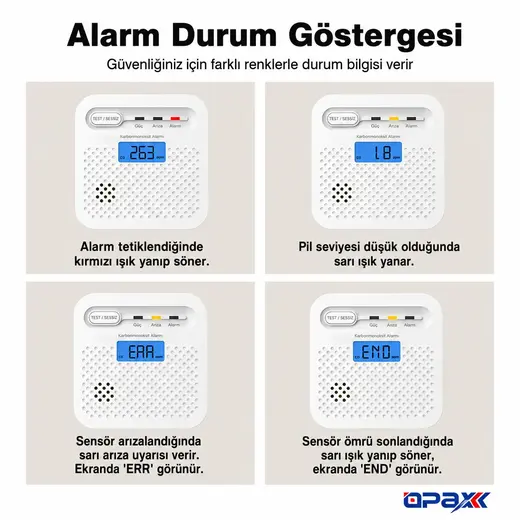 OPAX Y100A-AA-W WiFi Karbonmonoksit Dedektörü ve CO Alarmı görseli 7