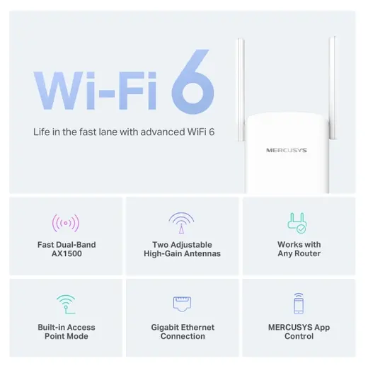 MERCUSYS ME60X WIFI6 AX1500 Menzil Genişletici Router Priz Tip görseli 6