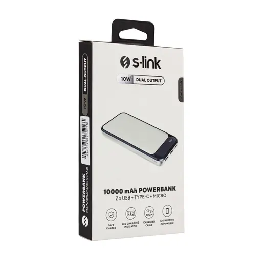 S-LINK IP-G2710 10000 MAH POWERBANK 2 USB PORT BEYAZ LCD GÖSTERGELİ POWERBANK görseli 4
