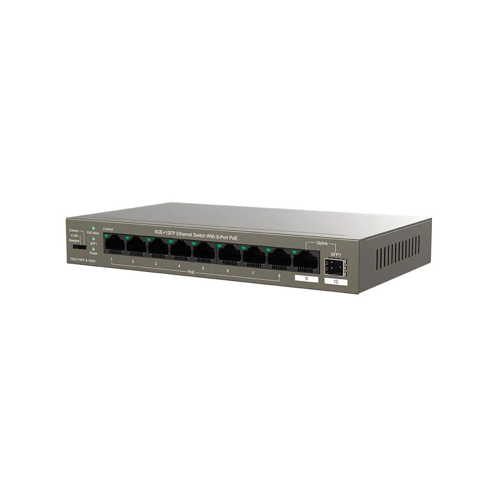Tenda TEG1110PF-8-120W 9 Port 8 Port Poe+ 10-100-1000 Switch + 1 Port Uplink + 1 Port SFP