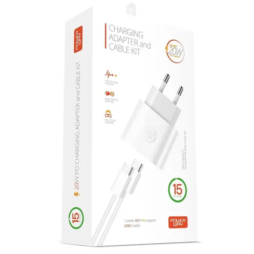 POWERWAY RXS27 20 WATT TYPE-C ŞARJ BAŞLIK ADAPTÖRÜ + KABLO SETİ (APPLE 15 PRO-PROMAX UYUMLU) görseli 3