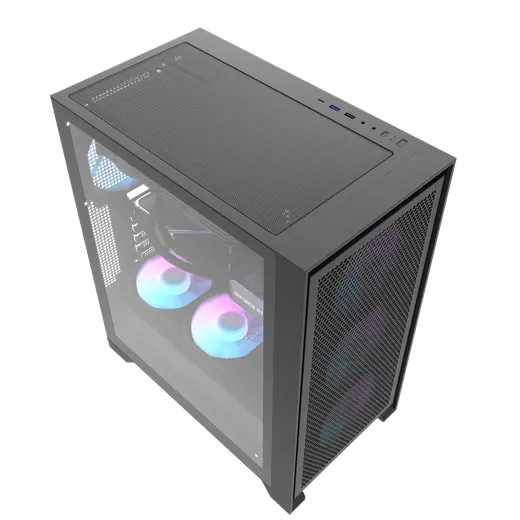 AIGO DRX70 MESH 750W 80+ USB3.0 4x12CM FAN TEMPERLI CAM SIYAH ATX KASA alternatif görünüm