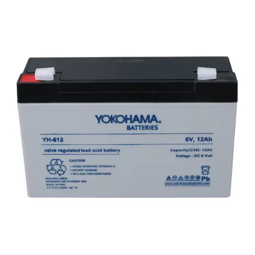 YOKOHAMA YH-612 6 VOLT - 12 AMPER KURU AKÜ (150 X 50 X 94 MM) görseli 3
