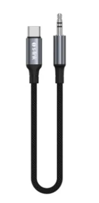 S-link Armor MC-01 1.2m Type-C to M AUX Örgülü Metal Başlıklı Siyah Ses Kablosu