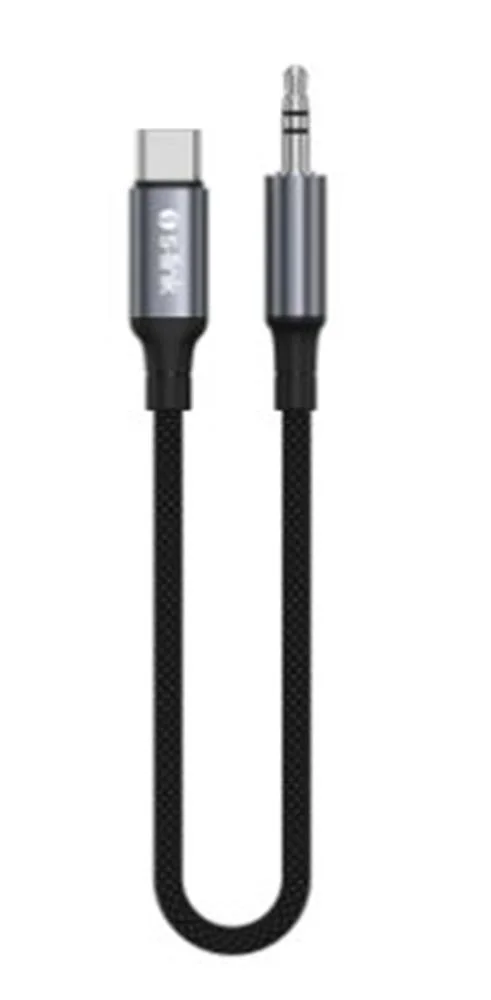 S-link Armor MC-01 1.2m Type-C to M AUX Örgülü Metal Başlıklı Siyah Ses Kablosu