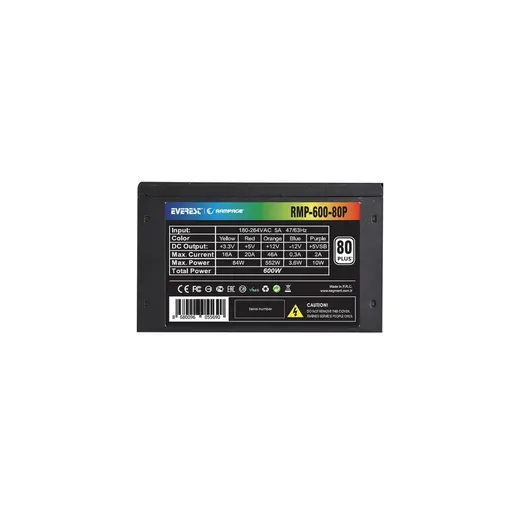 Rampage RMP-600-80P Siyah 600W 80Plus Bronze 12cm Fan Aktif PFC Güç Kaynağı görseli 4
