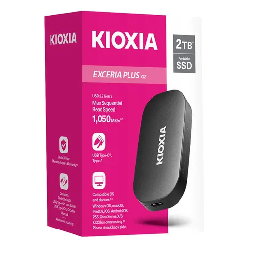 Kioxia 2TB EXCERIA PLUS G2 Taşınabilir SSD LXD20K002TG8 görseli 7