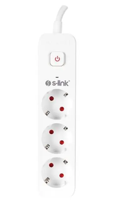 S-link SPG301S 1.5m 3x1.5mm 100 yüzde Bakır 750 Joule 3 lü Anahtarlı Akım Korumalı Priz
