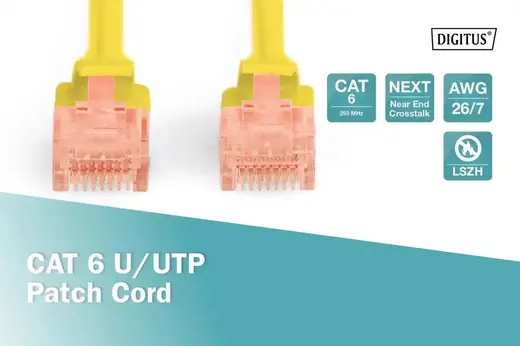 DIGITUS 1metre CAT6 Utp DK-1617-010/Y Sarı Patch Kablo (10'lu Paket) görseli 2