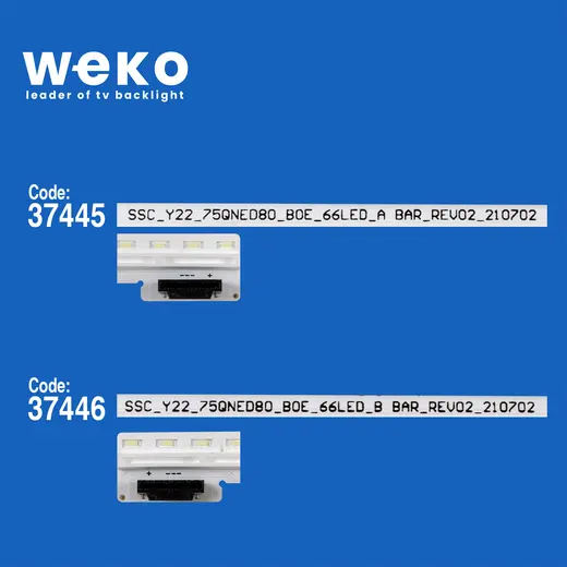 WKSET-6785 37445X2 37446X2 SSC_Y22_75QNED80_BOE_66LED_A/B 4 ADET LED BAR (66LED) BLUE alternatif görünüm