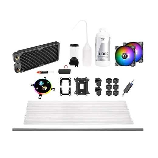 THERMALTAKE 240MM PACIFIC C240 DDC ARGB 2x120mm Fanlı, Hard Tube, Custom Sıvı Soğutma Kiti (AM4, LGA2066) görseli 7