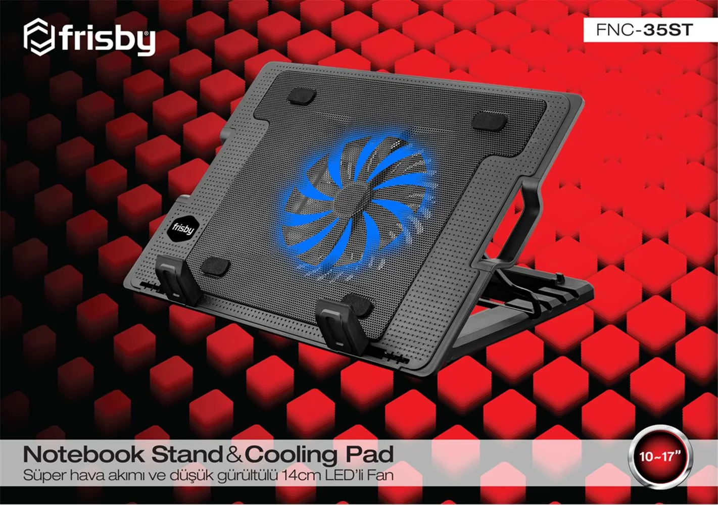 Frisby FNC-35ST Standlı Notebook Soğutucu 1 Port Usb 10"- 17" boyutunda notebooklar için uygundur