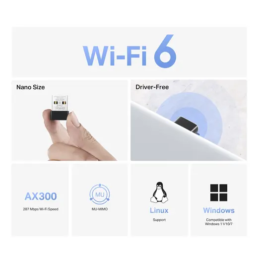 MERCUSYS MA14N WIFI6 AX300 Nano Usb Kablosuz Ağ Adaptörü görseli 7