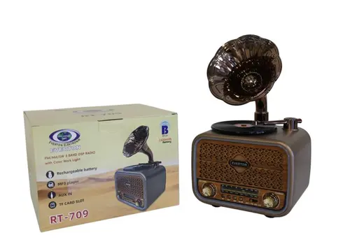 Everton Rt-709 Gramafonlu Bluetooth Fm-Usb-Tf-Aux Şarjlı Nostaljik Radyo alternatif görünüm