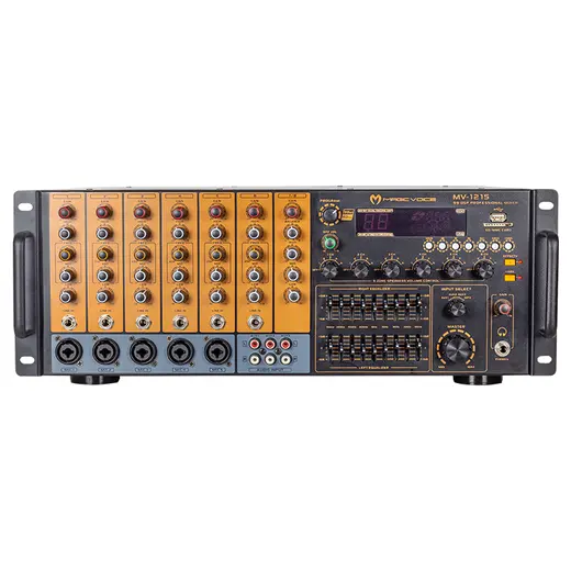 MAGICVOICE MV-1215 USB BT UK RMS200W MAX 1600W 6 ZON +99DSP+4-16 70 100 V TRAFOLU MIXER KÜP ANFİ alternatif görünüm