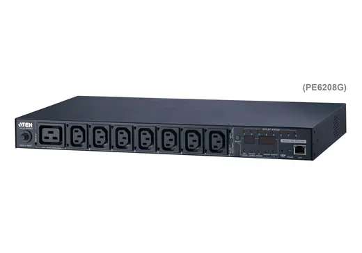 ATEN ATEN-PE6208G 20A/16A 8-Prizli 1U Ölçümlü & Switch Mekanizmalı eco Elektrik Güç Dağıtım Ünitesi (PDU) 20A/16A