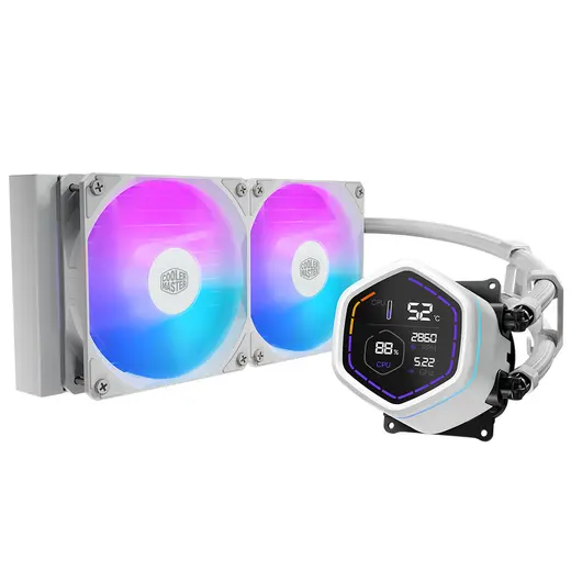 COOLERMASTER 240MM MasterLiquid Core Nex Digital MLX-D24M-A18PW-RD ARGB AM5-1851p Sıvı Soğutmalı İşlemci Fanı Beyaz görseli 2