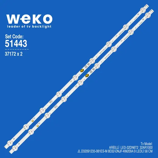 WKSET-6443 37172X2 JL.D32091235-081ES-M 8D32-DNJF-KM209A 2 ADET LED BAR