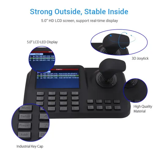 OPAX-334 IP KEYBOARD LCD EKRANLI IP SPEED DOME KAMERA KONTROL CİHAZI HDMI ÇIKIŞLI görseli 4