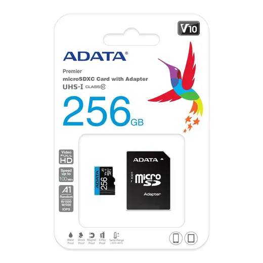 Adata 256GB Premier microSDXC Card with Adapter UHS-I Class10 V10 Hafıza Kartı alternatif görünüm