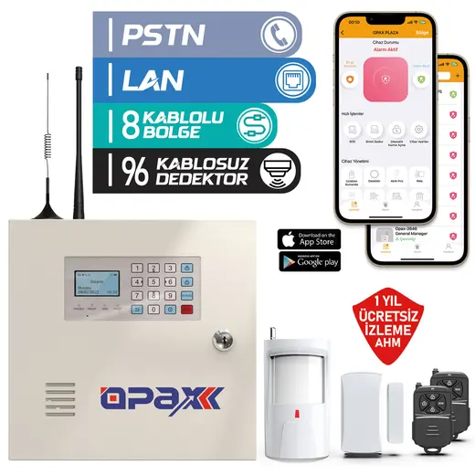 OPAX-2545LAN PSTN & LAN Network Kablolu ve Kablosuz Alarm Paneli