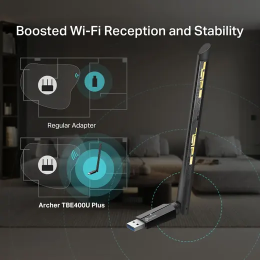 TP-LINK ARCHER TBE400U PLUS WIFI7 BE6500 Üç Bant Kablosuz Usb Ağ Adaptörü görseli 2