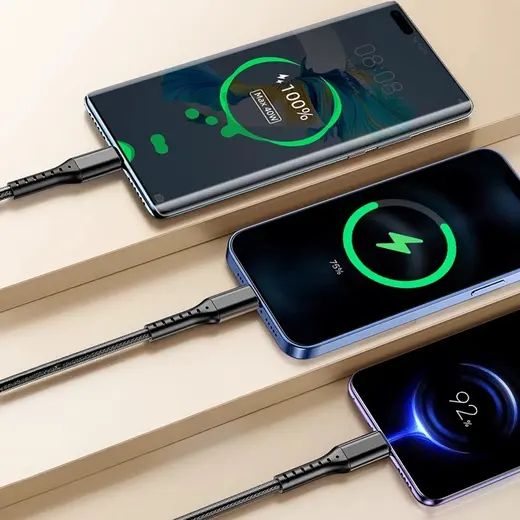 POWERMASTER PM-26332 3IN1 SİYAH 1.2 METRE (MICRO USB - LIGHTNING - TYPE C) TELEFON ŞARJ KABLOSU alternatif görünüm