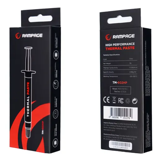 Rampage TM-602HP 2g 17,3w/m.K Gri Yüksek Performans Termal Macun görseli 3