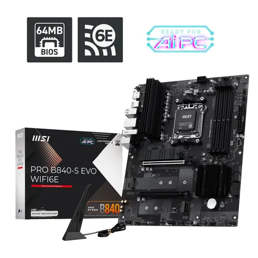 MSI PRO B840-S EVO WIFI6E DDR5 HDMI-TYPEC PCIE 4.0 AM5 ATX görseli 7