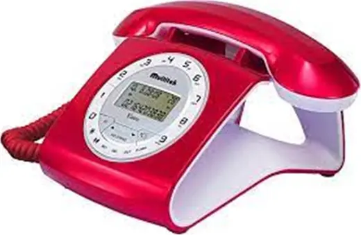 Multitek Retro Özel Tasarımlı Kablolu Siyah-Kırmızı-Gri-Turuncu-Beyaz Masa Üstü Telefon alternatif görünüm