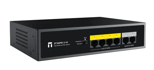 STONET 6port / 4port PoE 43W 2-Uplink 10/100 Yönetilemez Switch ST106PDI-2-43 görseli 1
