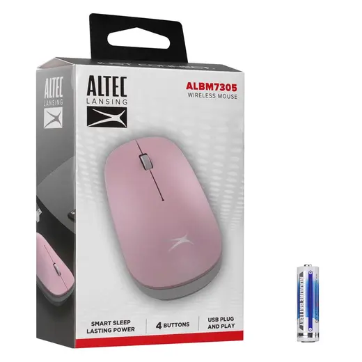 Altec Lansing ALBM7305 Pembe 2.4GHz USB 1600DPI Alkalin Pilli Kablosuz Mouse alternatif görünüm