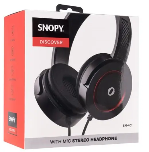 Snopy SN-401 DISCOVER Kırmızı Güçlendirilmiş Bass Etkili Mikrofonlu Kulaklık alternatif görünüm