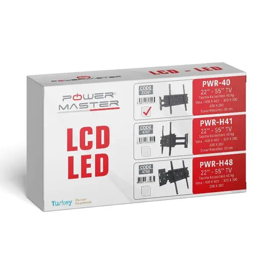 POWERMASTER PM-40 22 - 55 LED/LCD/PLAZMA KİLİTLİ DUVAR ASKI APARATI (PWR-H40) alternatif görünüm