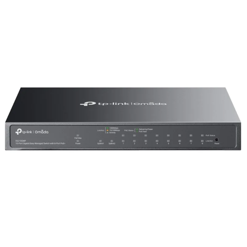 TP-LINK OMADA ES210GMP 10 PORT GIGABIT + 8PORT POE+ YÖNETİLEBİLİR 123W POE METAL KASA SWITCH