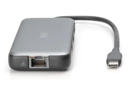 DIGITUS DA-70915 8-port USB-C Docking Station 2 x HDMI 3 x USB 3.0 1 x RJ45 1 x SD 1 x MicroSD 1 x USB-C PD görseli 4