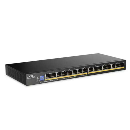 ZYXEL 16port PoE 135W Gigabit Yönetilemez Switch GS1100-16EPS görseli 3