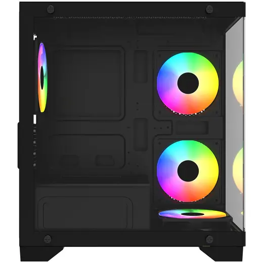 GAMEBOOSTER 600W GB-M6001B 4-Rainbow Fanlı Gaming Mid-Tower PC Kasası görseli 2