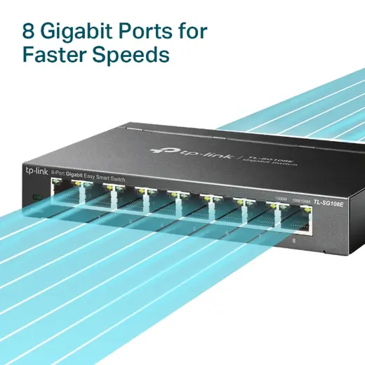 TP-LINK 8port TL-SG108E GIGABIT Yönetilebilir Switch Masaüstü görseli 3