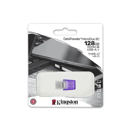 Kingston DTDUO3CG3-128GB DataTraveler microDuo 3C 200MB-s dual USB-A + USB-C Flash Bellek alternatif görünüm