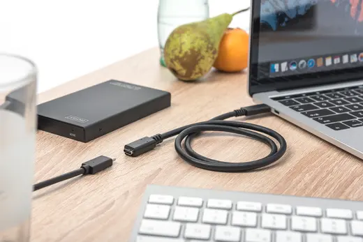 DIGITUS AK-300210-015-S USB-C Uzatma Kablosu, Tip C Erkek - Tip C Dişi, 1.5 metre, 3A, 480MB, Versiyon 2.0, siyah renk görseli 5