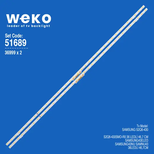 WKSET-6689 36999X2 S2Q6-430SM0-R0 2 ADET LED BAR TWO COLOR (İKİ RENK) (36LED)