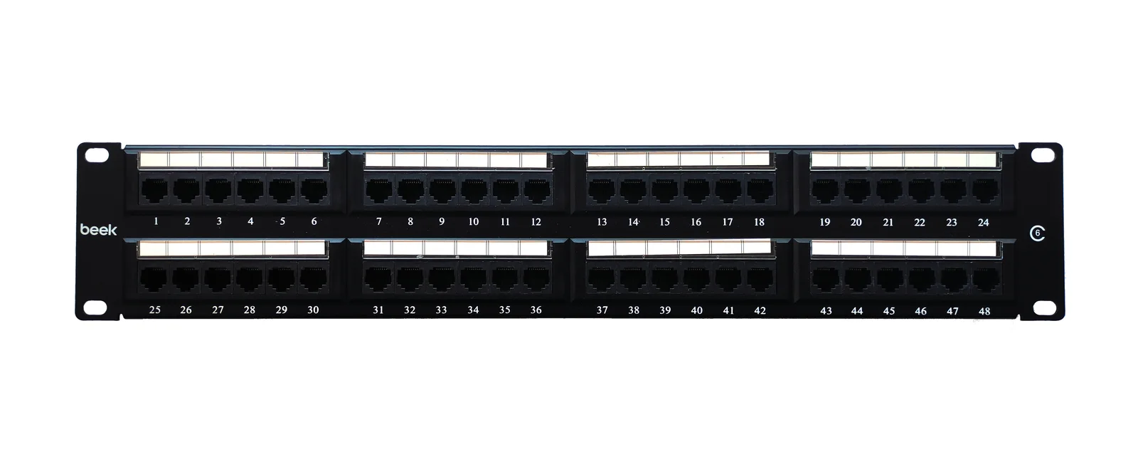 BEEK BN-PP-648U 48 Port Cat6 UTP Patch Panel, 8P8C, Altın Kontak, LSA, 2U, zırhsız/unshielded, kablo tutuculu