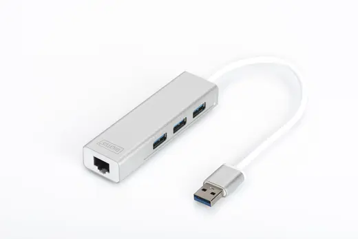 DIGITUS DA-70250-1 USB 3.0 HUB 3 PORT + GIGABIT LAN ADAPT.