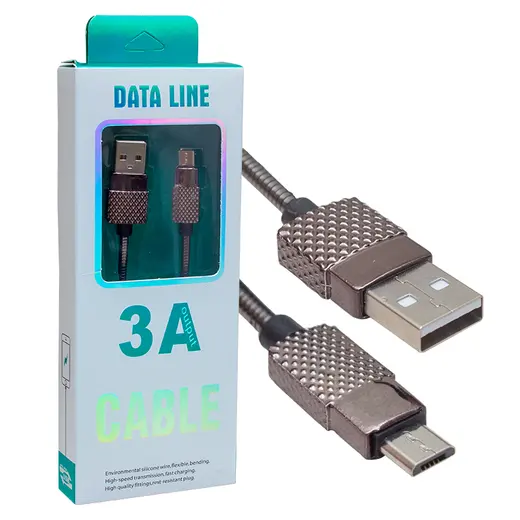 POWERMASTER 3 AMPER METAL YAYLI 1 METRE MICRO USB DATA VE ŞARJ KABLOSU alternatif görünüm