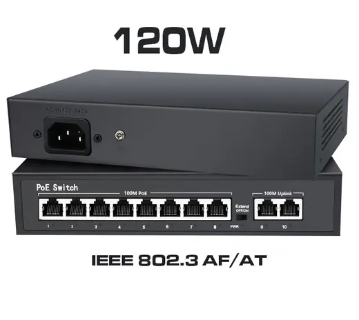 OPAX-08120W 8 PORT 10/100M POE SWITCH +2 PORT UPLINK 120W