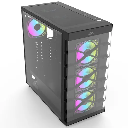 POWERBOOST PB-GR222BB 7-RGB Fanlı Gaming Mid-Tower PC Kasası görseli 1