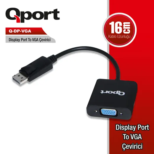 QPORT (Q-DP-VGA) DISPLAY PORT TO VGA CEVIRICI alternatif görünüm