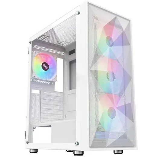 POWERBOOST PB-P3509BW 4-ARGB Fanlı Gaming Mid-Tower PC Kasası Beyaz görseli 5